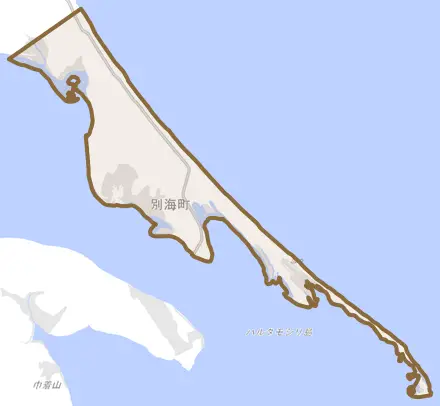 走古丹とその周辺の地図。町の範囲を重ねている