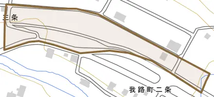 我路町二条とその周辺の地図。町の範囲を重ねている