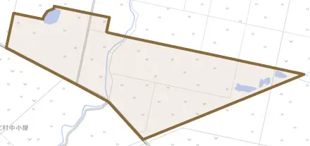 上美唄町南とその周辺の地図。町の範囲を重ねている