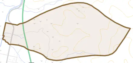 癸巳町奔美唄とその周辺の地図。町の範囲を重ねている