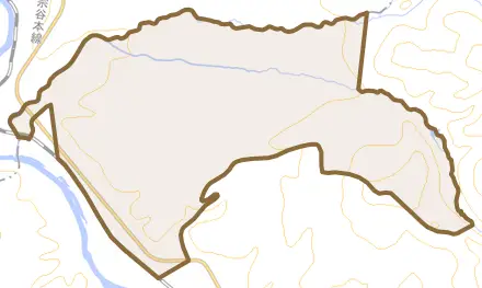 字清水とその周辺の地図。町の範囲を重ねている