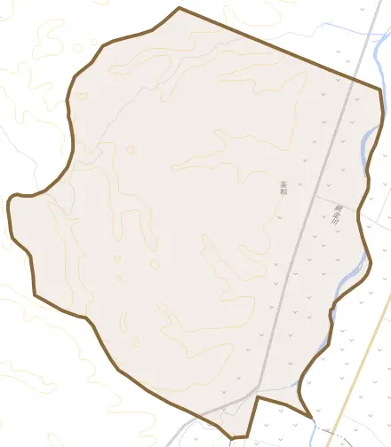 字美和とその周辺の地図。町の範囲を重ねている