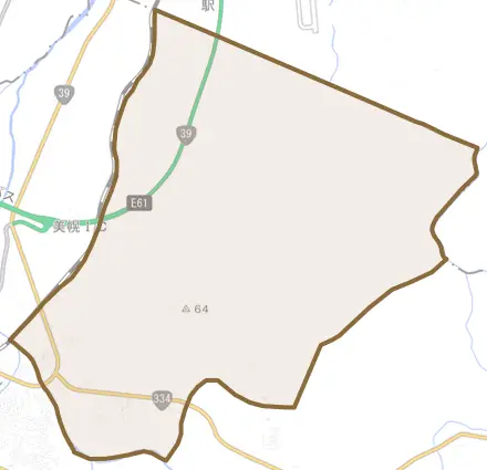 字報徳とその周辺の地図。町の範囲を重ねている
