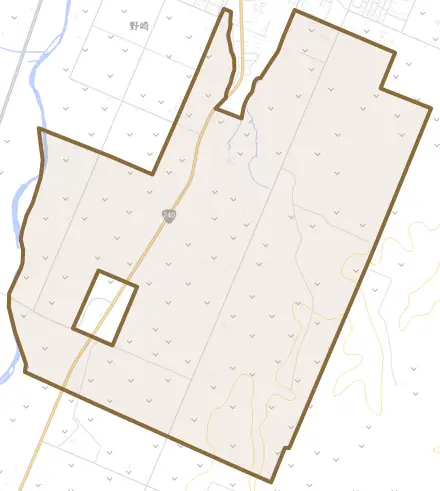 字美富とその周辺の地図。町の範囲を重ねている