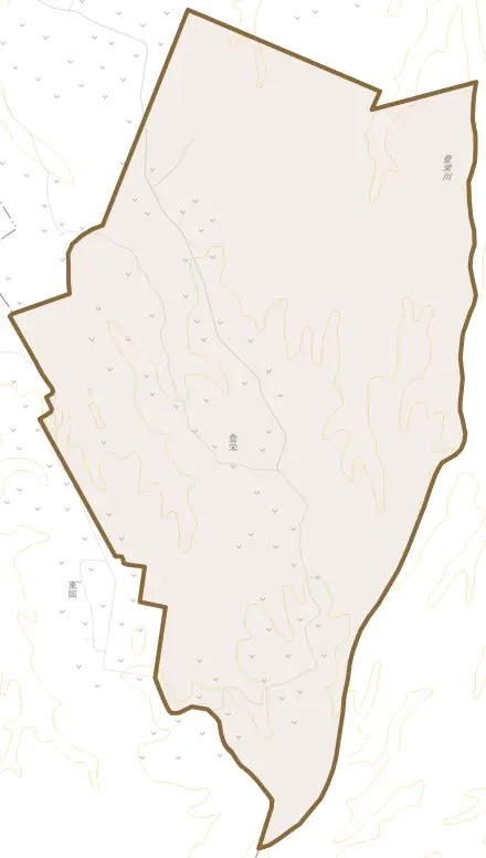 字登栄とその周辺の地図。町の範囲を重ねている