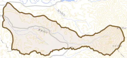 字旭とその周辺の地図。町の範囲を重ねている