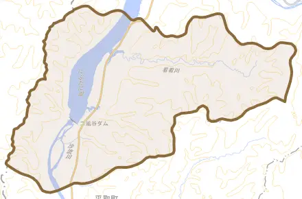 字二風谷とその周辺の地図。町の範囲を重ねている