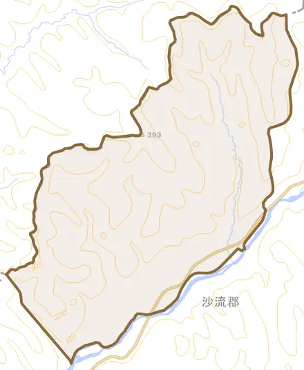 字長知内とその周辺の地図。町の範囲を重ねている