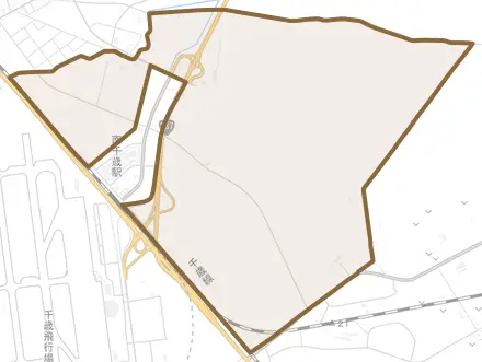 柏台とその周辺の地図。町の範囲を重ねている