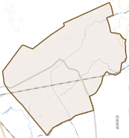 駒里とその周辺の地図。町の範囲を重ねている