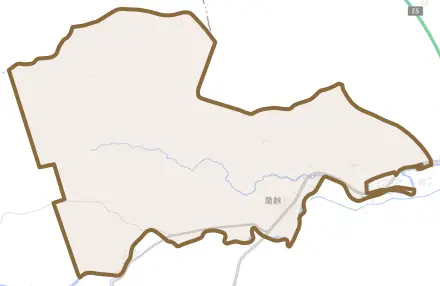 蘭越とその周辺の地図。町の範囲を重ねている