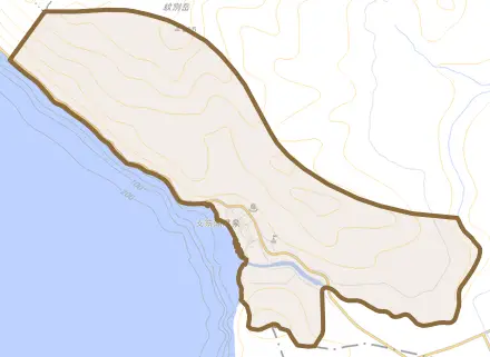 支笏湖温泉とその周辺の地図。町の範囲を重ねている