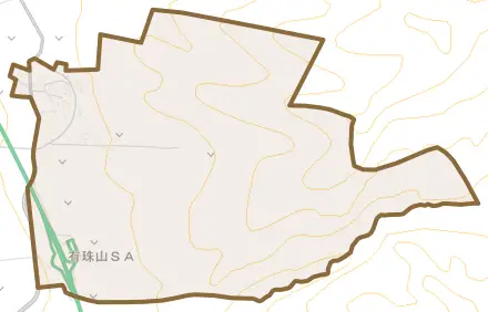 幌美内町とその周辺の地図。町の範囲を重ねている
