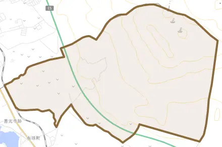 北有珠町とその周辺の地図。町の範囲を重ねている