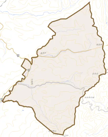 大滝区三階滝町とその周辺の地図。町の範囲を重ねている