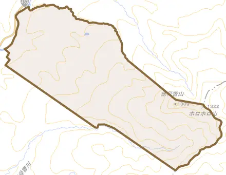 大滝区上野町とその周辺の地図。町の範囲を重ねている