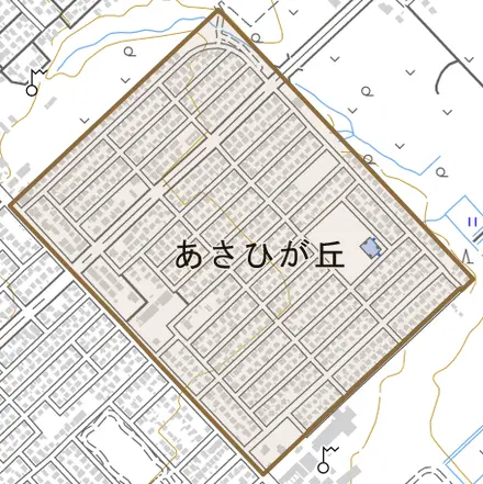 あさひが丘とその周辺の地図。町の範囲を重ねている