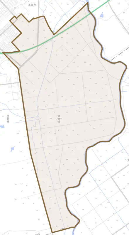 東野幌とその周辺の地図。町の範囲を重ねている