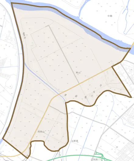 角山とその周辺の地図。町の範囲を重ねている