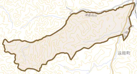 生田原伊吹とその周辺の地図。町の範囲を重ねている