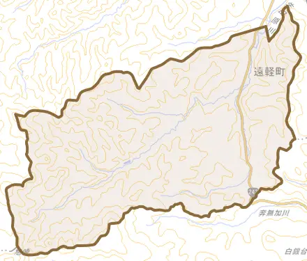 生田原清里とその周辺の地図。町の範囲を重ねている