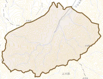 白滝上支湧別とその周辺の地図。町の範囲を重ねている
