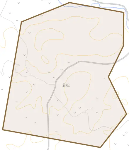 若松とその周辺の地図。町の範囲を重ねている
