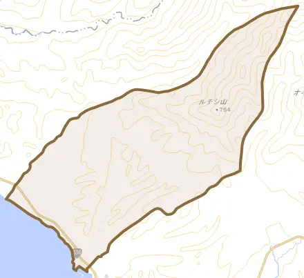字大和とその周辺の地図。町の範囲を重ねている
