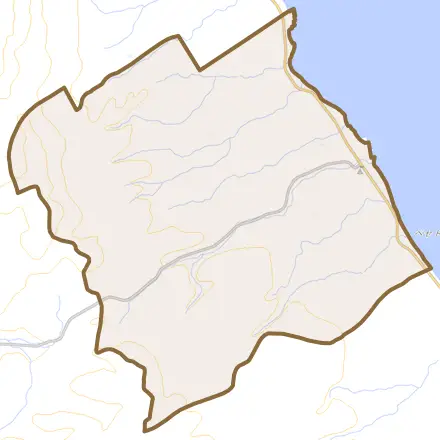 乙忠部とその周辺の地図。町の範囲を重ねている