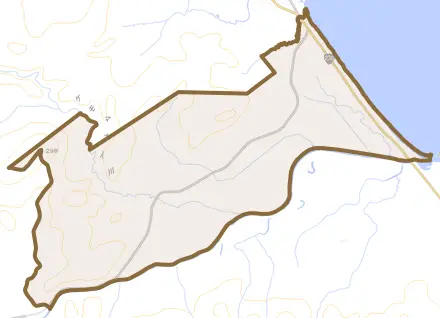 下幌別とその周辺の地図。町の範囲を重ねている