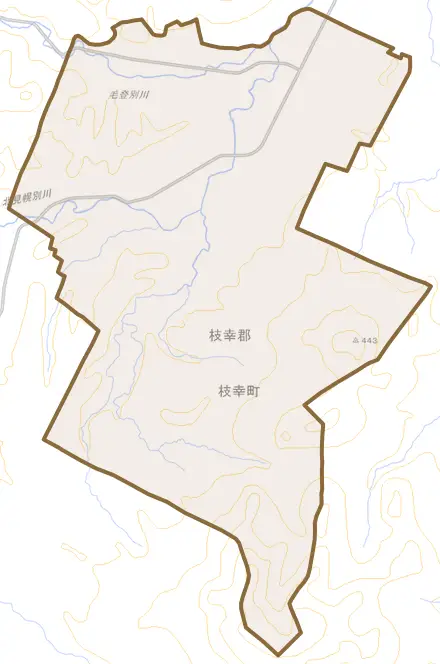 歌登中央とその周辺の地図。町の範囲を重ねている