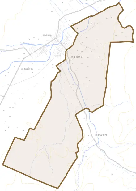 歌登東歌登とその周辺の地図。町の範囲を重ねている