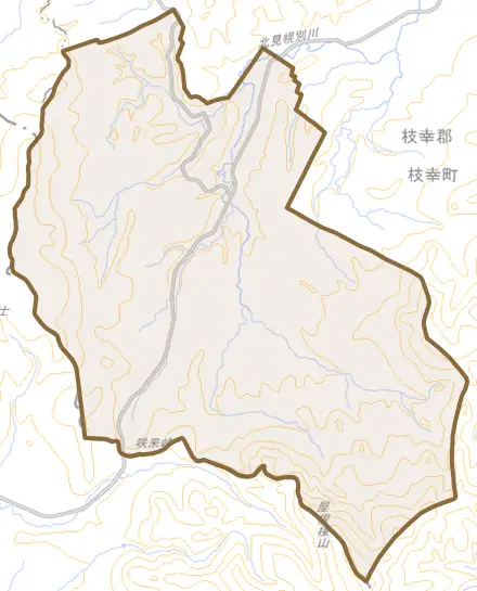 歌登本幌別とその周辺の地図。町の範囲を重ねている