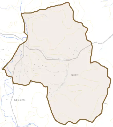 歌登豊沃とその周辺の地図。町の範囲を重ねている