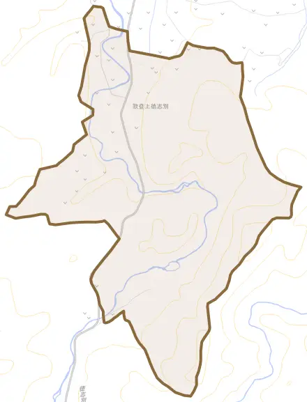 歌登上徳志別とその周辺の地図。町の範囲を重ねている