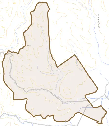 歌登西歌登とその周辺の地図。町の範囲を重ねている
