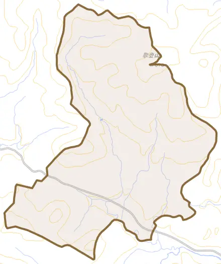 歌登志美宇丹とその周辺の地図。町の範囲を重ねている