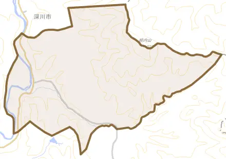 幌内とその周辺の地図。町の範囲を重ねている