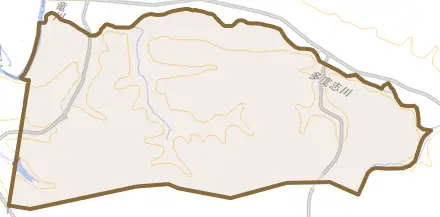 多度志南とその周辺の地図。町の範囲を重ねている