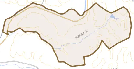 宇摩とその周辺の地図。町の範囲を重ねている
