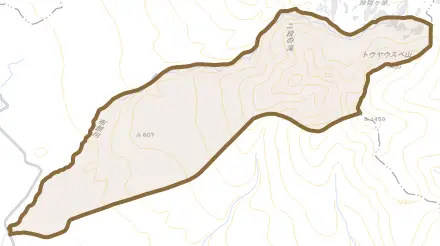 字東布礼別とその周辺の地図。町の範囲を重ねている