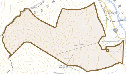 字下御料とその周辺の地図。町の範囲を重ねている