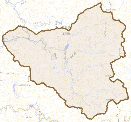 字上羽幌とその周辺の地図。町の範囲を重ねている