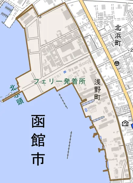 浅野町とその周辺の地図。町の範囲を重ねている