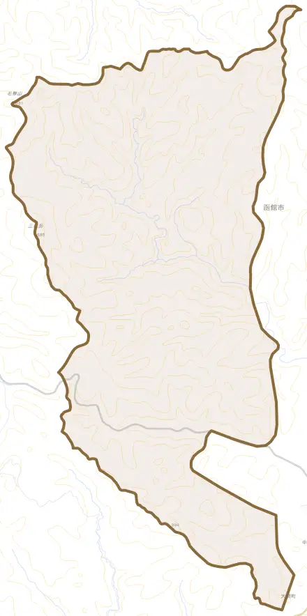 日和山町とその周辺の地図。町の範囲を重ねている