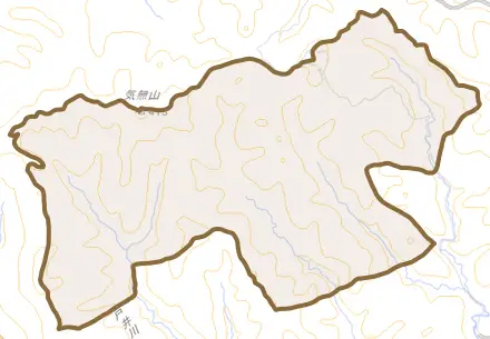 丸山町とその周辺の地図。町の範囲を重ねている