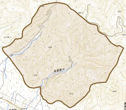 小安山町とその周辺の地図。町の範囲を重ねている
