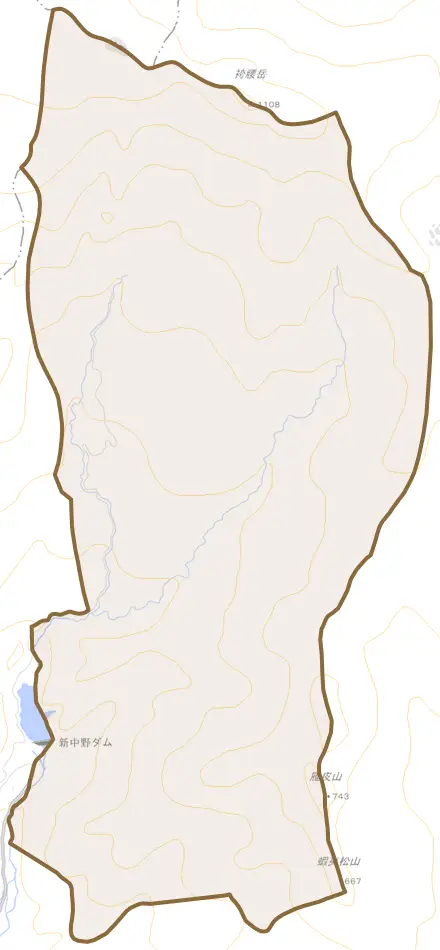 亀田大森町とその周辺の地図。町の範囲を重ねている