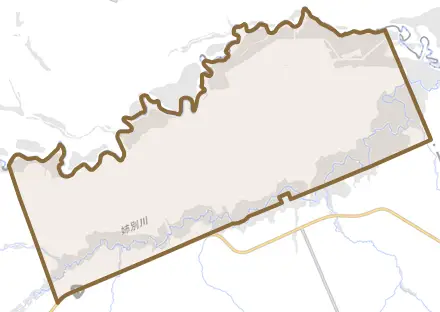 姉別北とその周辺の地図。町の範囲を重ねている