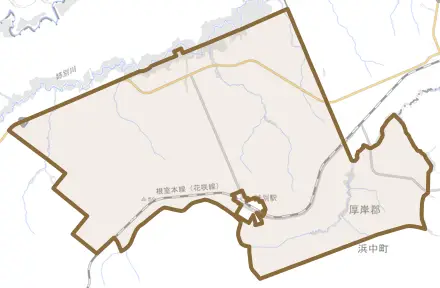 姉別南とその周辺の地図。町の範囲を重ねている